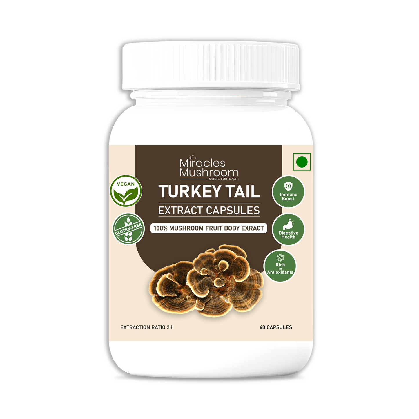 Turkey Tail Mushroom Extract Capsules | Digestive Wellness & Support Gut Health