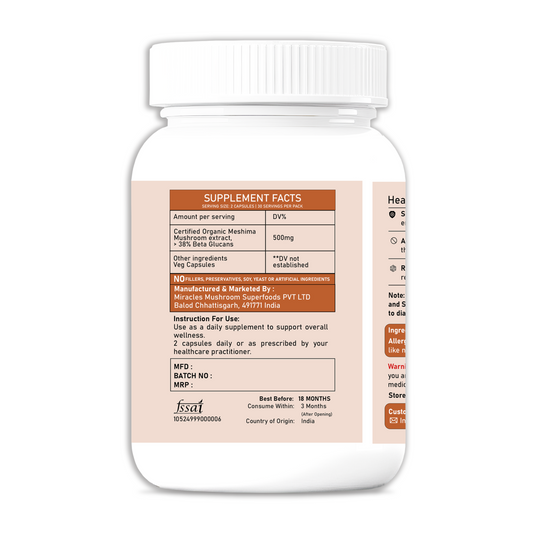 Meshima Mushroom Extract Capsules | Antioxidant Protection & Immune Defense