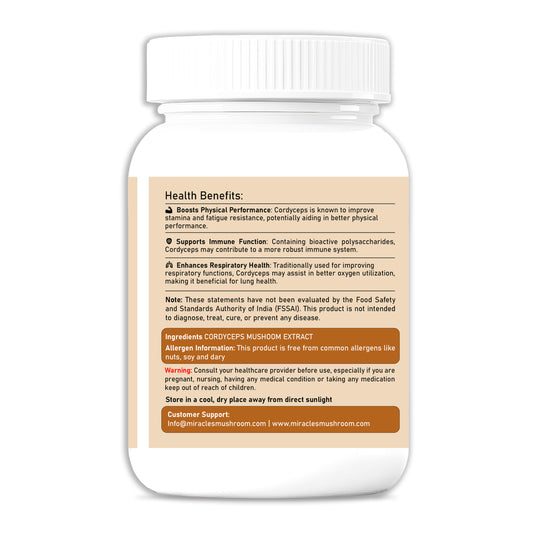 Cordyceps Mushroom Extract Capsules | Boost Energy, Lung Health & Immunity