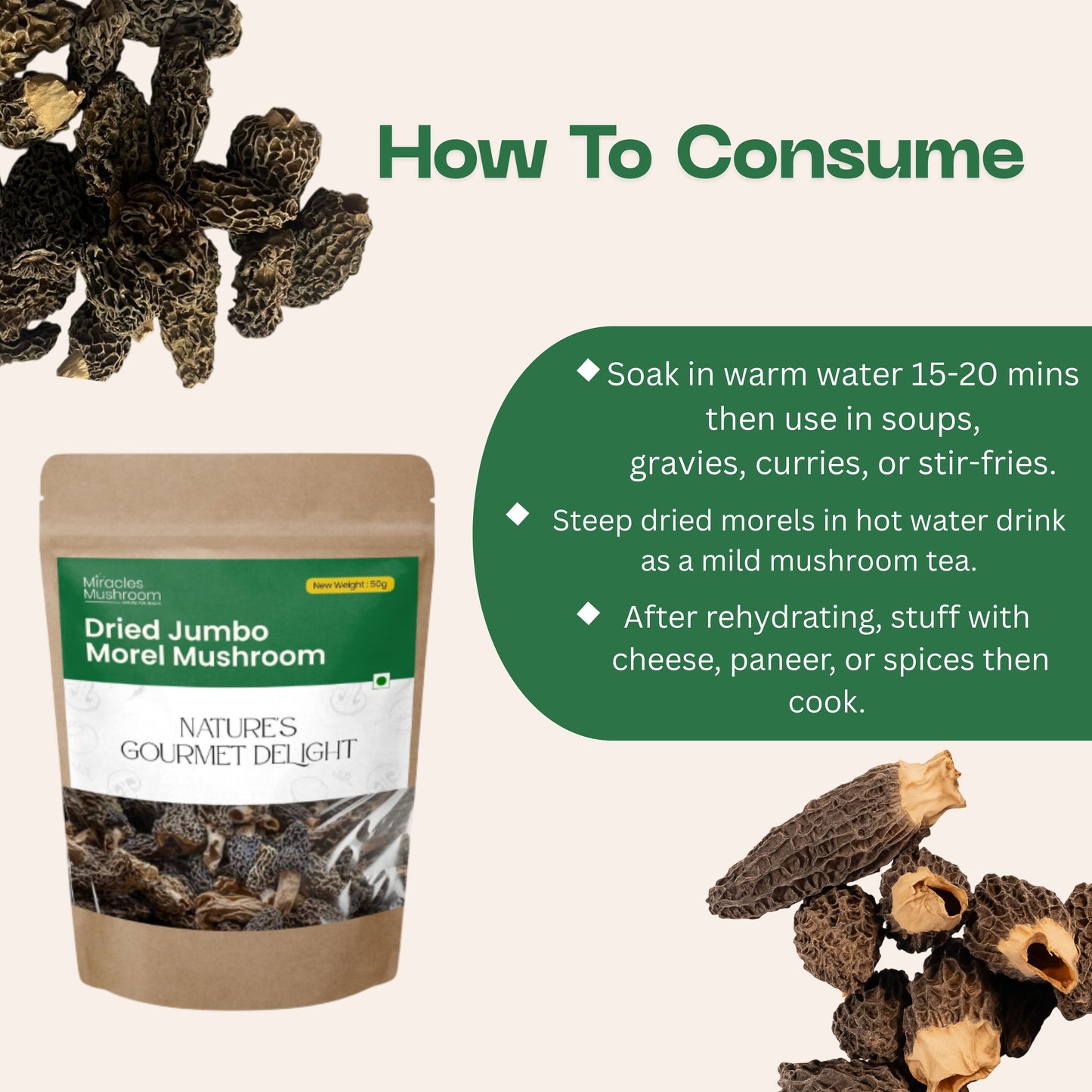 Dried Jumbo Morel Mushroom (Gucchi) | Gourmet Superfood & Health Benefits