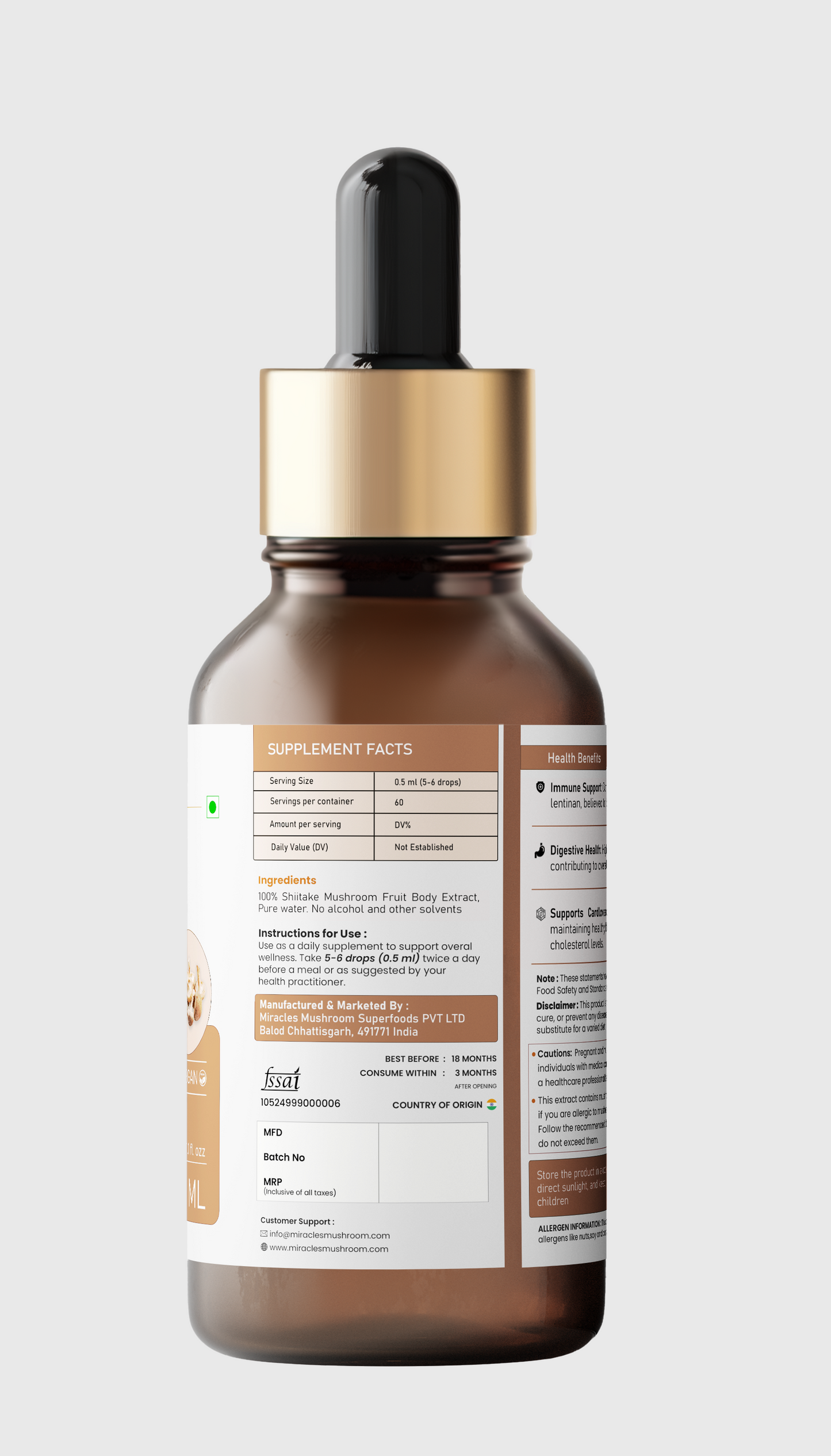 Shiitake Mushroom Extract Liquid | Immunity, Heart Health & Energy Support