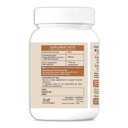 Chaga Mushroom Extract Capsules | Powerful Antioxidants & Overall Wellness
