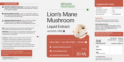 Lion's Mane Mushroom Extract Liquid | Brain Health, Memory & Focus Support
