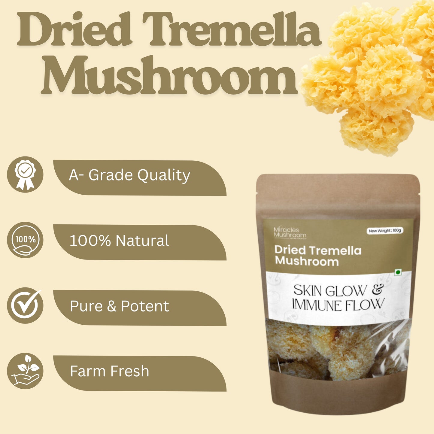 Dried Tremella Mushroom | Skin Hydration & Beauty Support