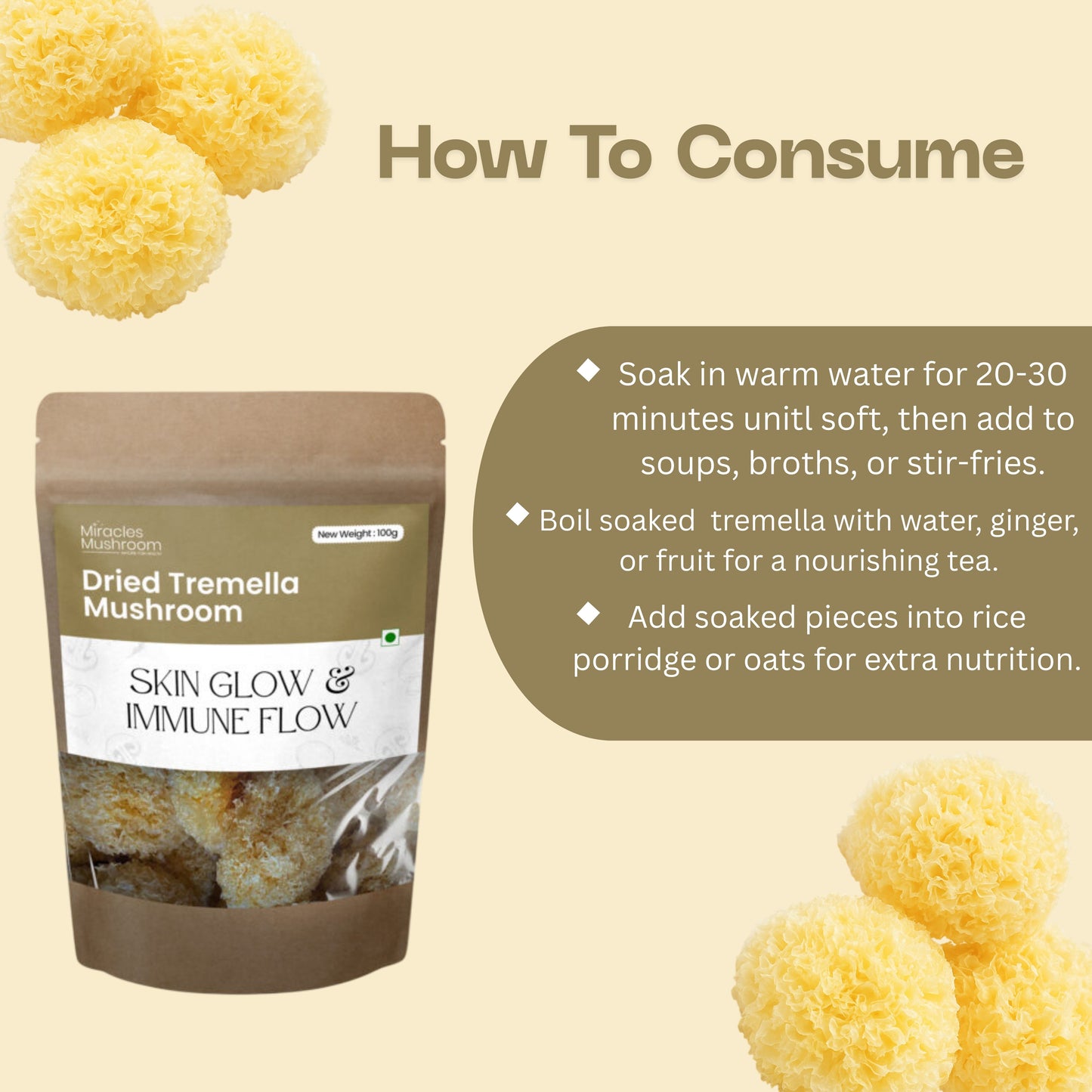 Dried Tremella Mushroom | Skin Hydration & Beauty Support