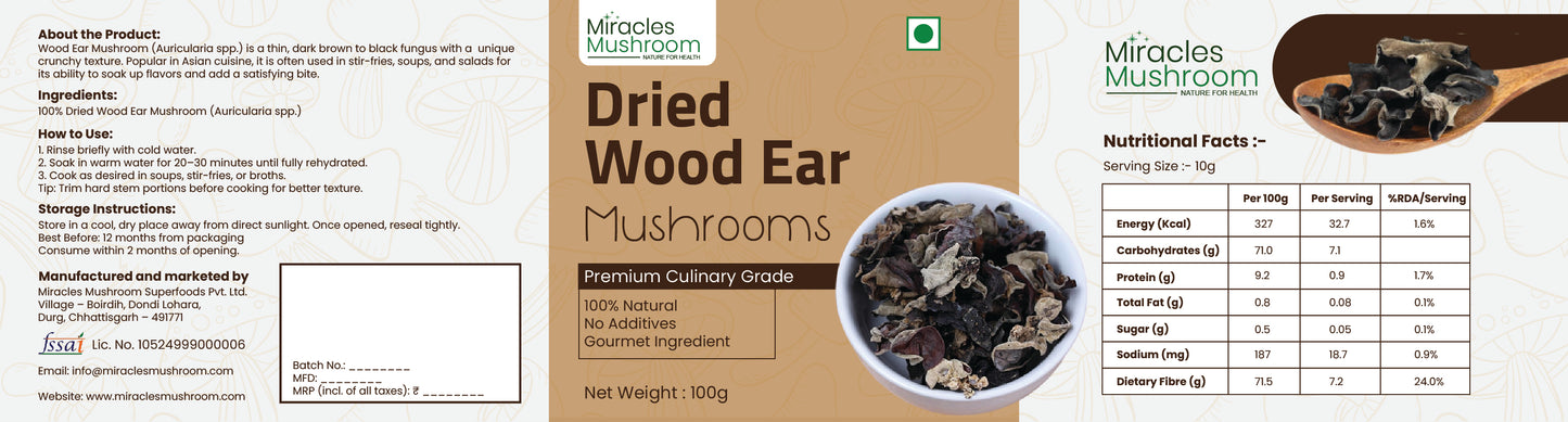 Dried Wood Ear Mushroom (Black Fungus) | Rich in Fiber, Support Heart & Gut Health