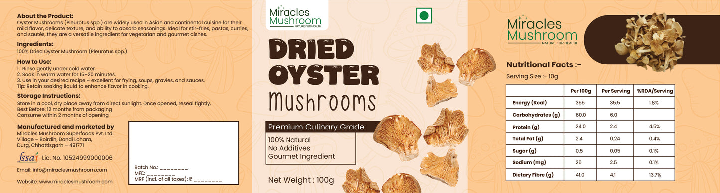 Dried Oyster Mushroom | Rich in Protein, Support Gut & Heart Health