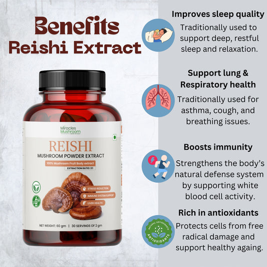 Reishi Mushroom Powder Extract | Immune System Booster, Energy & Stress Support