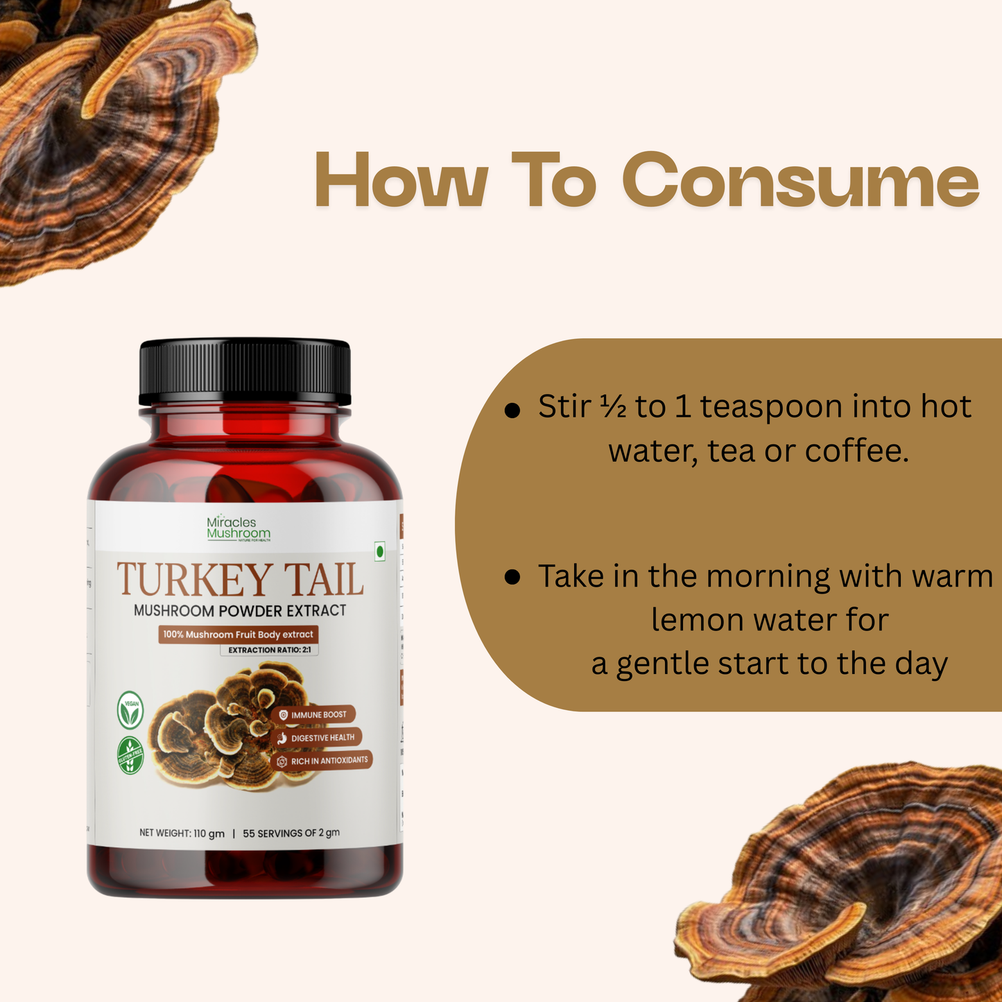 Turkey Tail Mushroom Extract Powder | Gut Care & Digestive Health