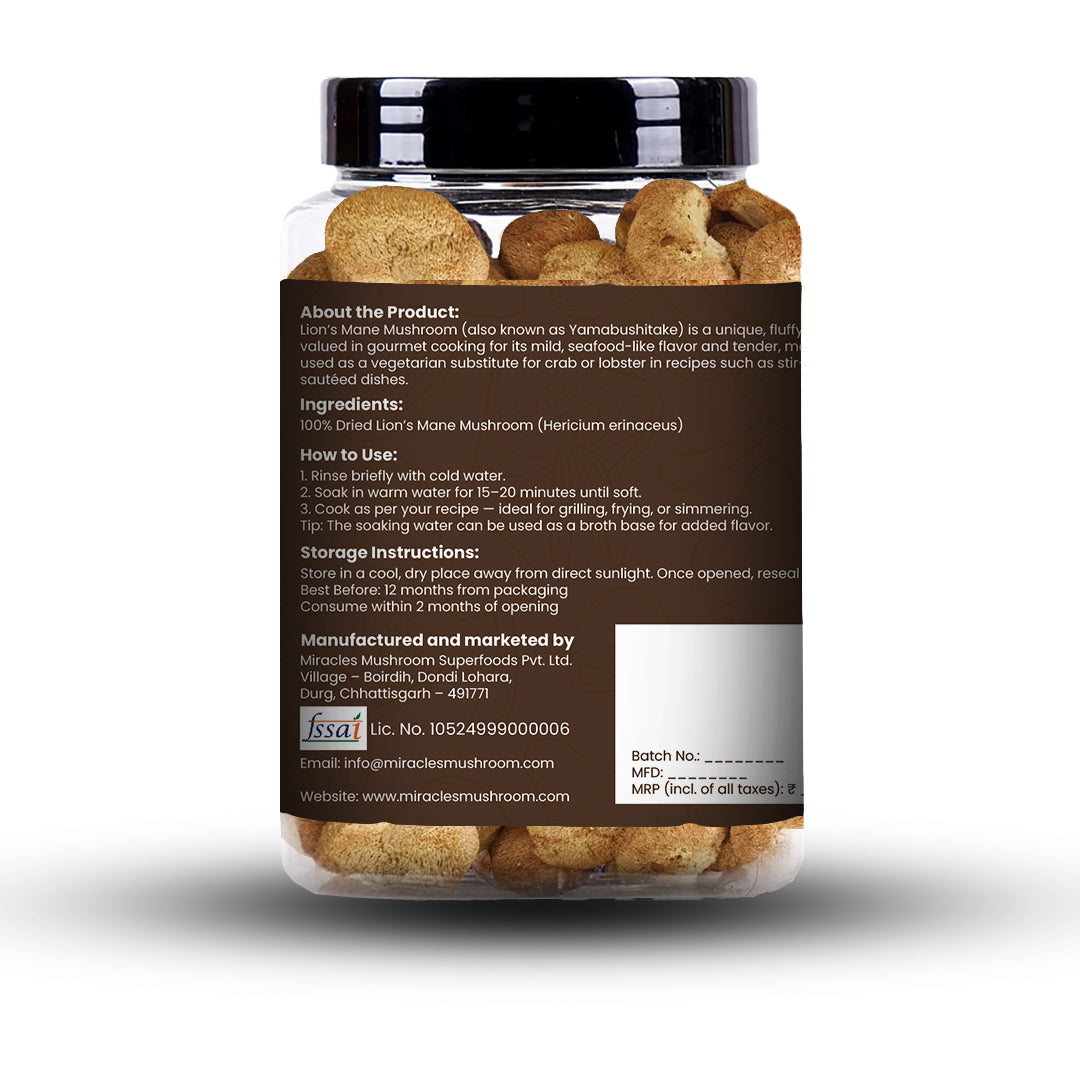 Dried Lion's Mane Mushroom | Brain & Nerve Health, Cognitive Support & Vitality