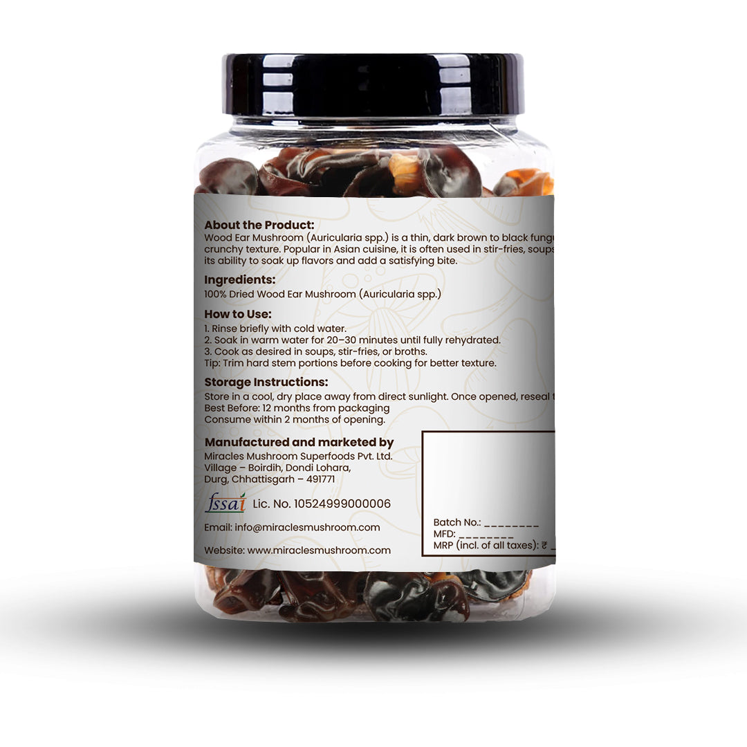 Dried Wood Ear Mushroom (Black Fungus) | Rich in Fiber, Support Heart & Gut Health