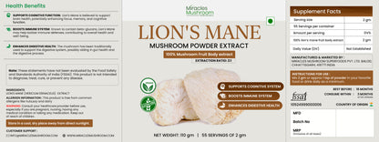 Lion's Mane Mushroom Extract Powder | Organic Brain & Memory Support
