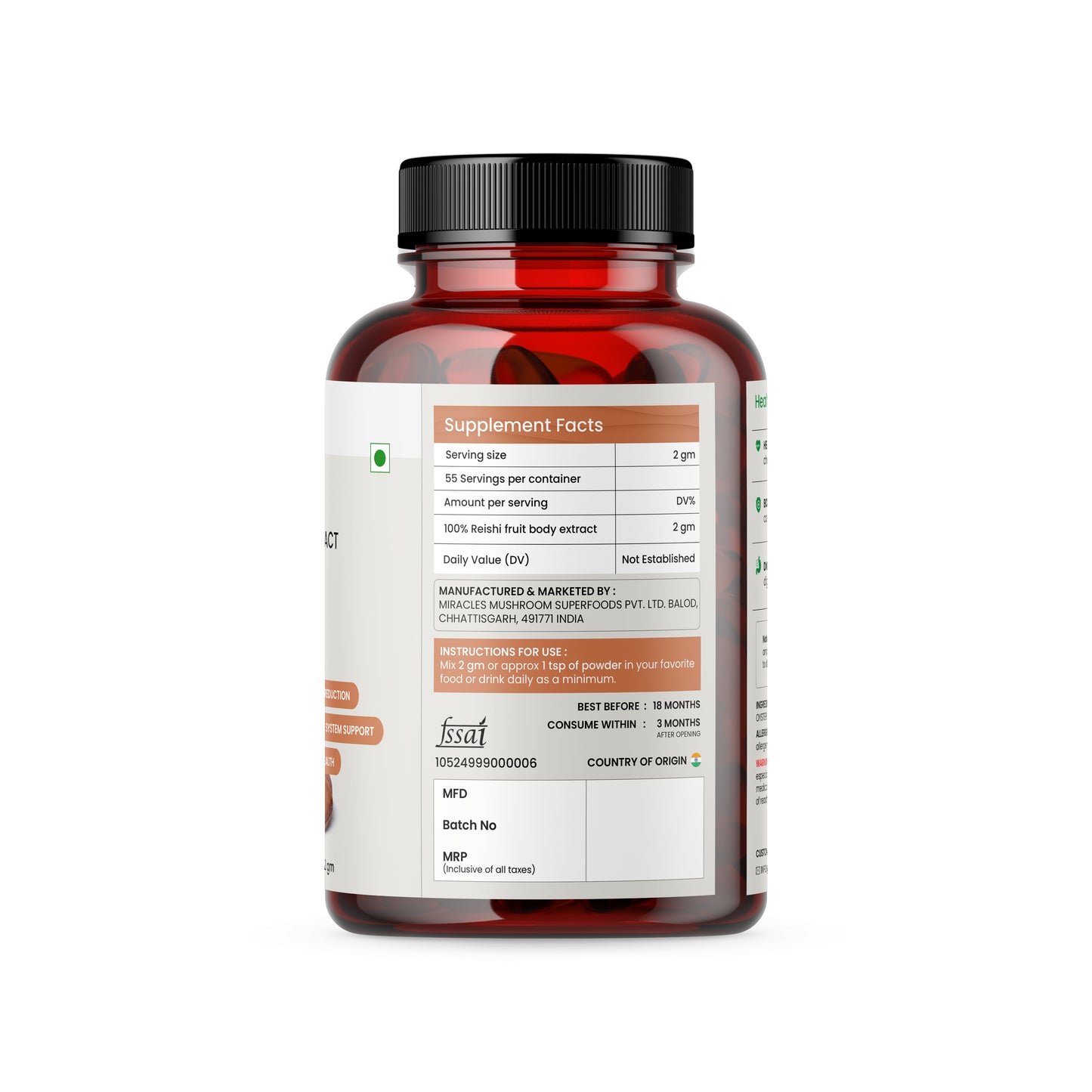 Reishi Mushroom Powder Extract | Immune System Booster, Energy & Stress Support