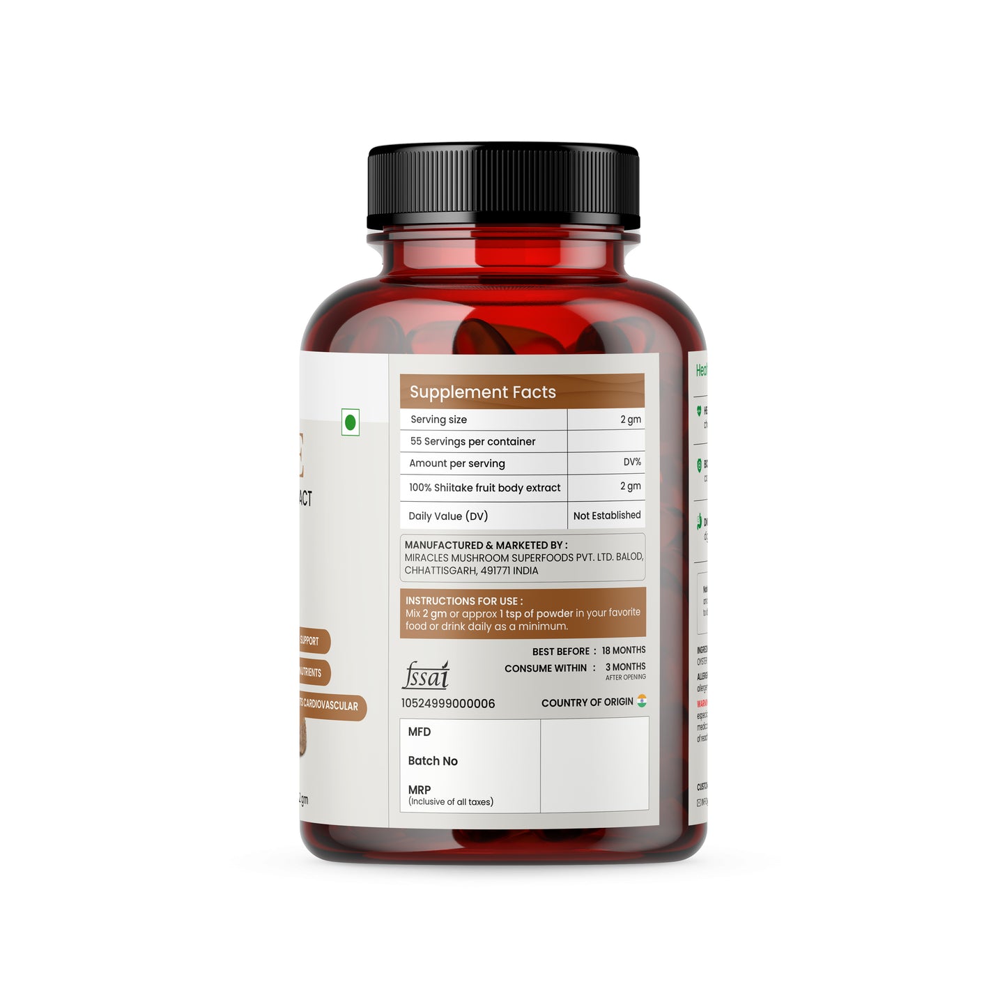 Shiitake Mushroom Extract Powder | Bone & Skin Health