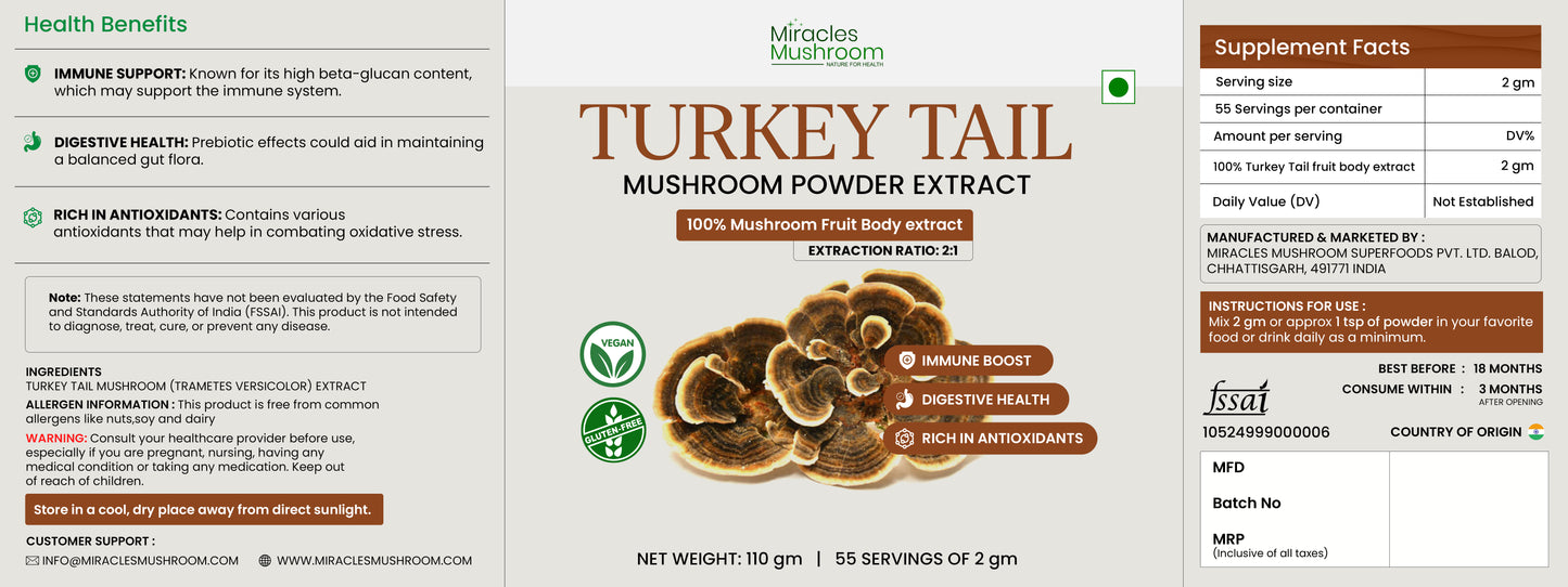Turkey Tail Mushroom Extract Powder | Gut Care & Digestive Health